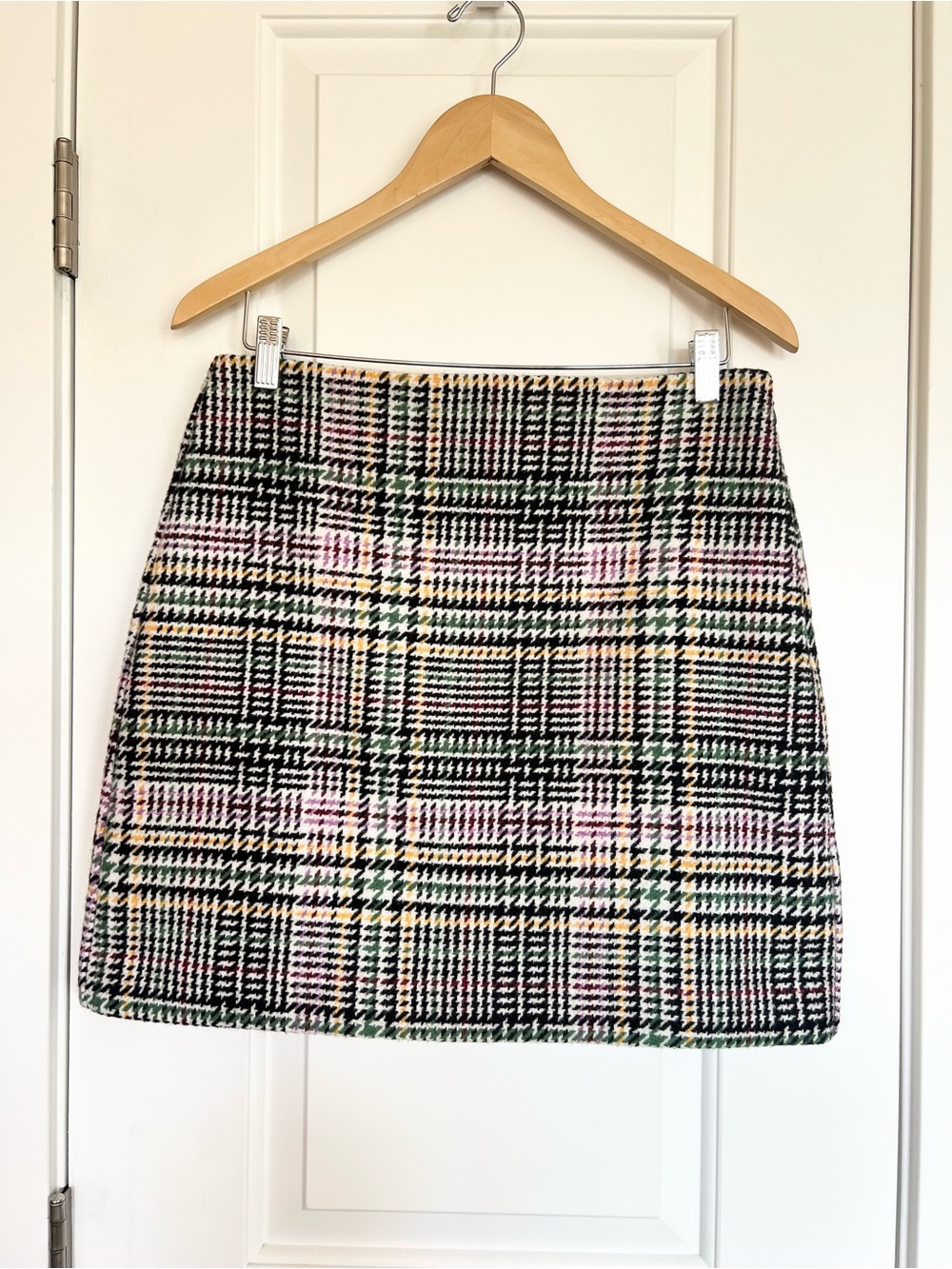 Loft wool blend houndstooth mini pencil skirt Size 6 Preppy Multicolor Office - Picture 2 of 7